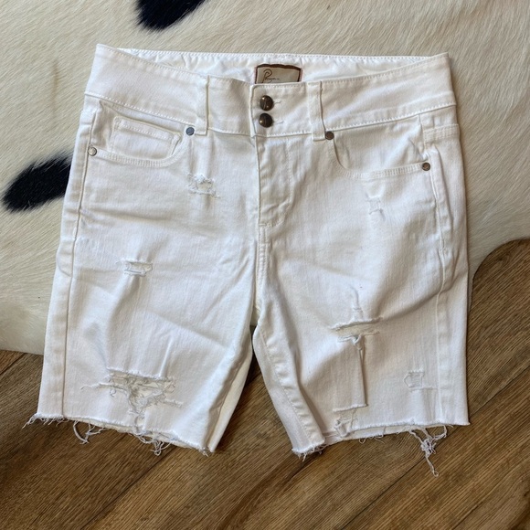 PAIGE Pants - Paige white denim distressed shorts